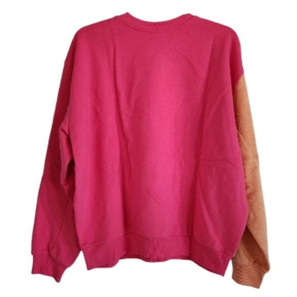 COLOR-BLOCK CREW-NECK SWEATSHIRT WITH TERRYCLOTH DETAIL SZ MEDIUM - Picture 2 of 6